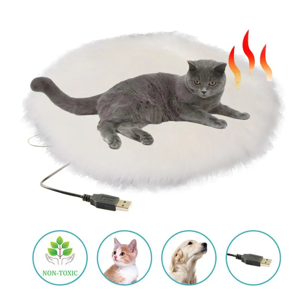 Winter Pet Electric Heating Pad Blanket Dog Cat Electric Heating Bed Plush Mat USB Charging Sleeping Blanket For Travel Dog Bed