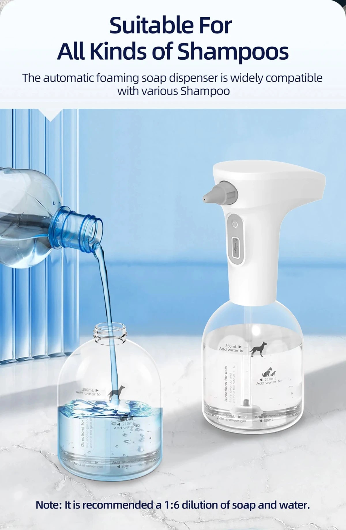Cat Automatic Foam Soap Dispenser Cordless Pet Bath Cleaning Electric Dog Shampoo Foam Machine Pet Sprayer Supplies