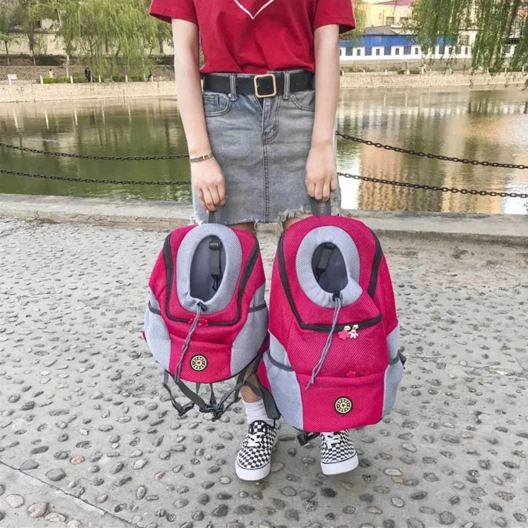 Double Shoulder Portable Travel Backpack Pet Dog Outdoor Carrier Bag Pet Dog Front Bag Mesh Backpack Pet Carrying Supplies