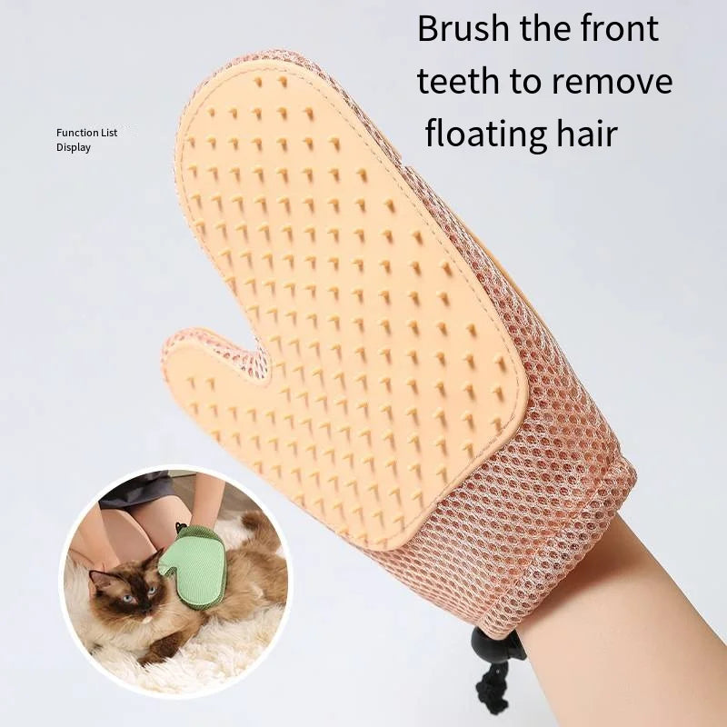 2 in 1 Pet Glove Pet Fur Remover Gloves Cat Grooming Glove Brush for Shedding Massage Efficient Pet Hair Remover Mitt