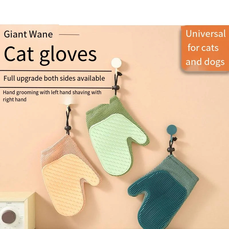 2 in 1 Pet Glove Pet Fur Remover Gloves Cat Grooming Glove Brush for Shedding Massage Efficient Pet Hair Remover Mitt