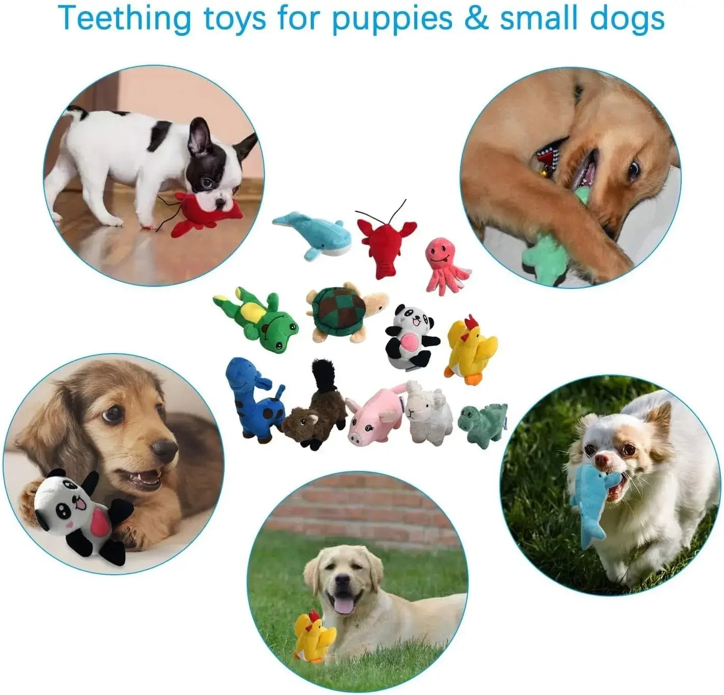 Squeaky Plush Dog Toy Puppy, Small Stuffed Chew Toys 12 Bulk with Squeakers, Cute Soft Pet