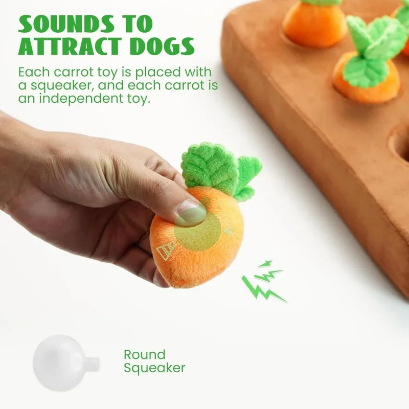 12 pcs Carrot Dog Squeaky Toys with Food Dispensing Farm, Enrichment Hide and Seek, Puzzle Small an