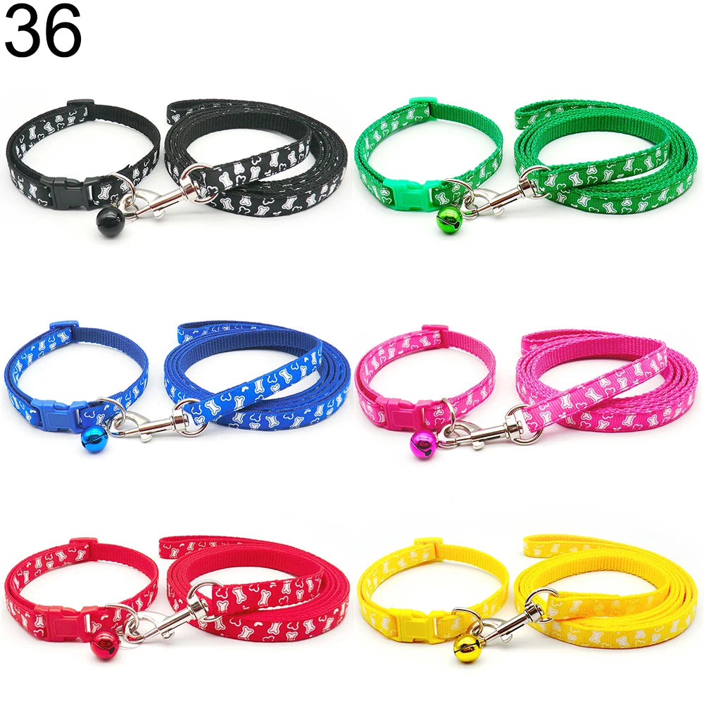 24Sets Dog Cat Leash Adjustable Leashes Collar Puppy Outdoor Walking Personalized Terier Schnauzer Outdoor Traction Rope General