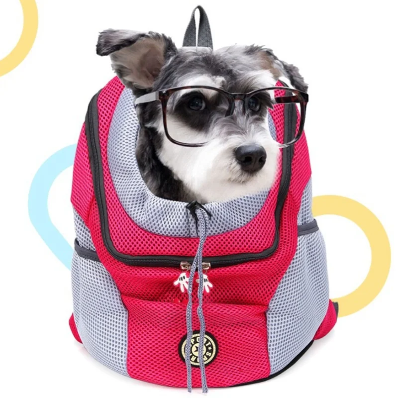 Double Shoulder Portable Travel Backpack Pet Dog Outdoor Carrier Bag Pet Dog Front Bag Mesh Backpack Pet Carrying Supplies
