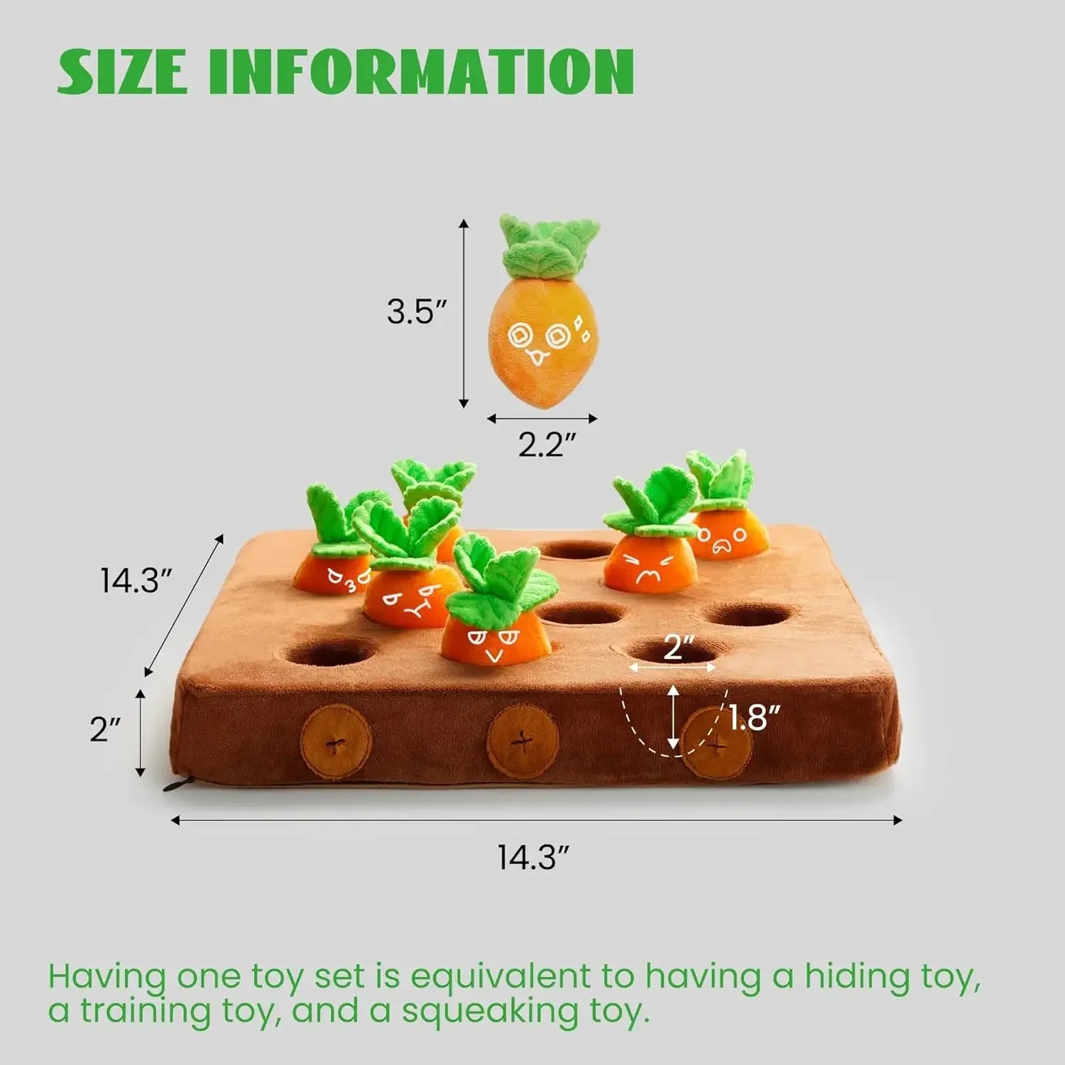 12 pcs Carrot Dog Squeaky Toys with Food Dispensing Farm, Enrichment Hide and Seek, Puzzle Small an