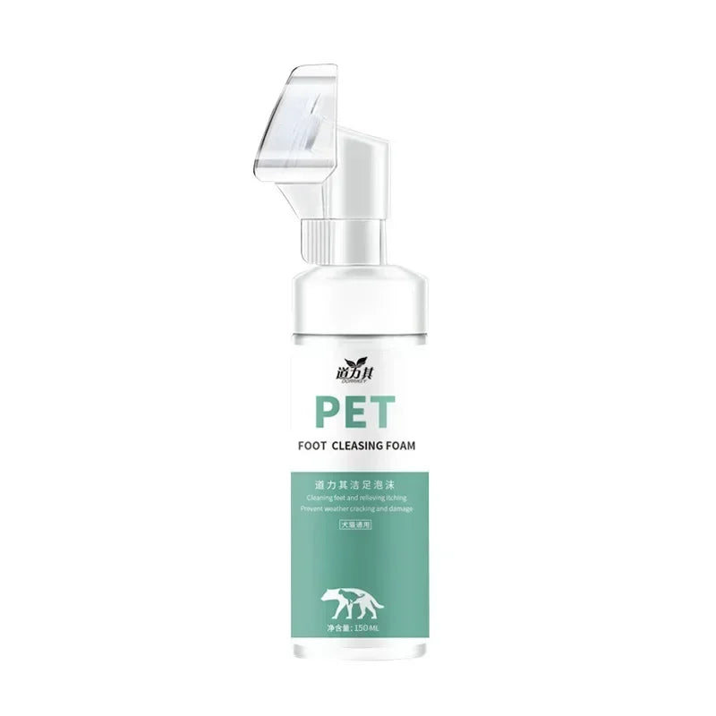 150ML Dog Paw Washing Foam Rinse-free Deep Cleaner Foam Cat Paw Foot Care Silicone Brush Universal Cleaning Dogs Cats Grooming
