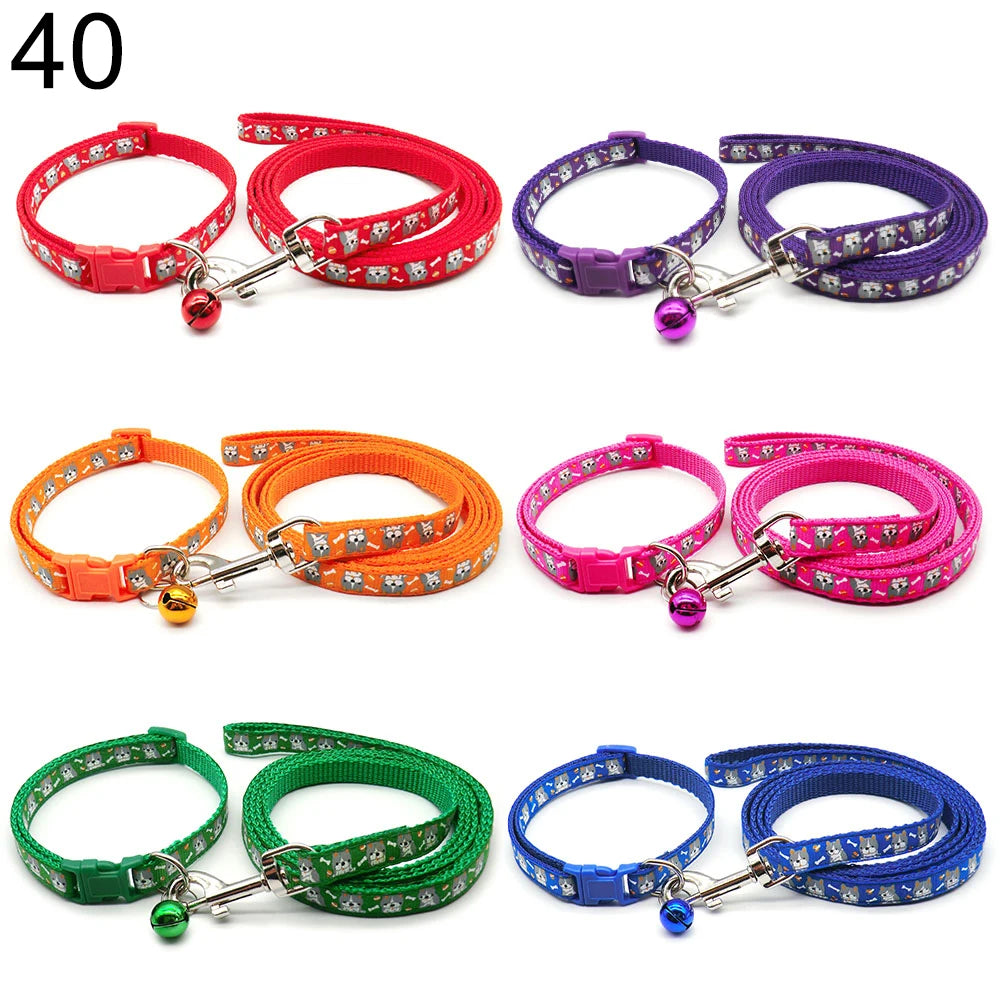 24Sets Dog Cat Leash Adjustable Leashes Collar Puppy Outdoor Walking Personalized Terier Schnauzer Outdoor Traction Rope General