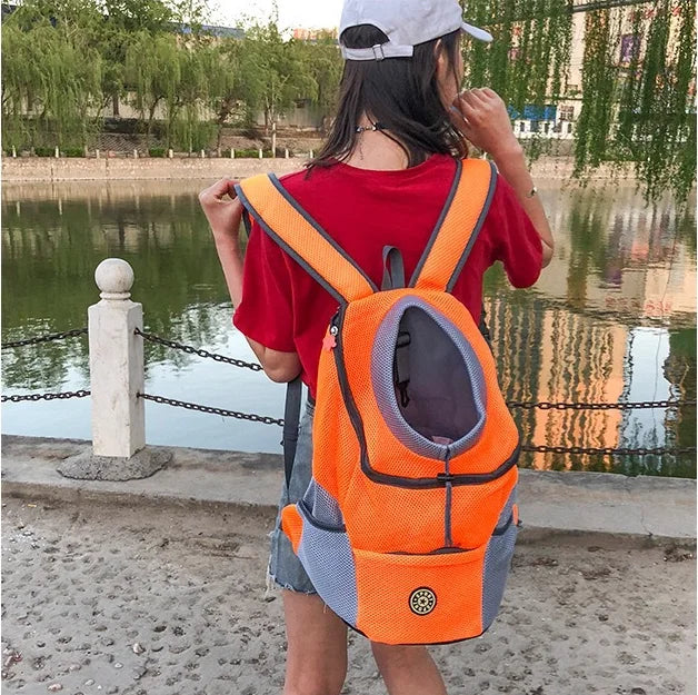 Double Shoulder Portable Travel Backpack Pet Dog Outdoor Carrier Bag Pet Dog Front Bag Mesh Backpack Pet Carrying Supplies