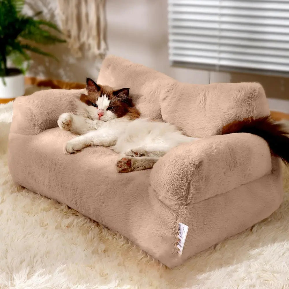 Pet Sleeping Cushion Soft Comfortable Pet Bed with Removable Washable Cover Non-slip Cat Sleeping Cushion Fluffy Plush for Dogs