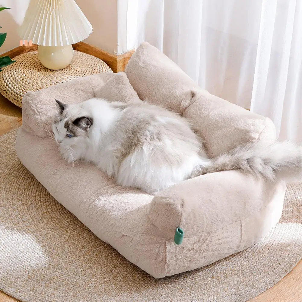 Pet Sleeping Cushion Soft Comfortable Pet Bed with Removable Washable Cover Non-slip Cat Sleeping Cushion Fluffy Plush for Dogs