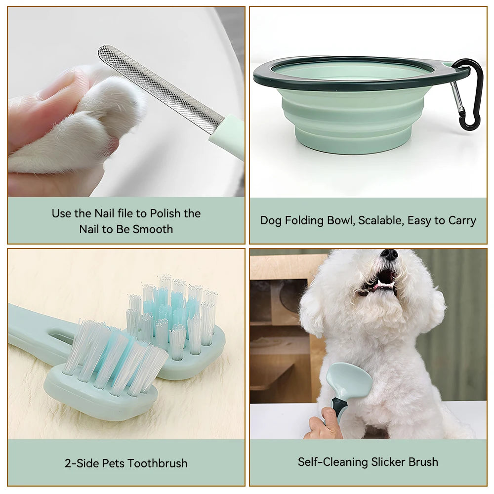 8 in 1 Complete Professional Dog Grooming Set Dog Paw Care Nail Clippers and Trimmers, Stainless Steel Depilatory Comb