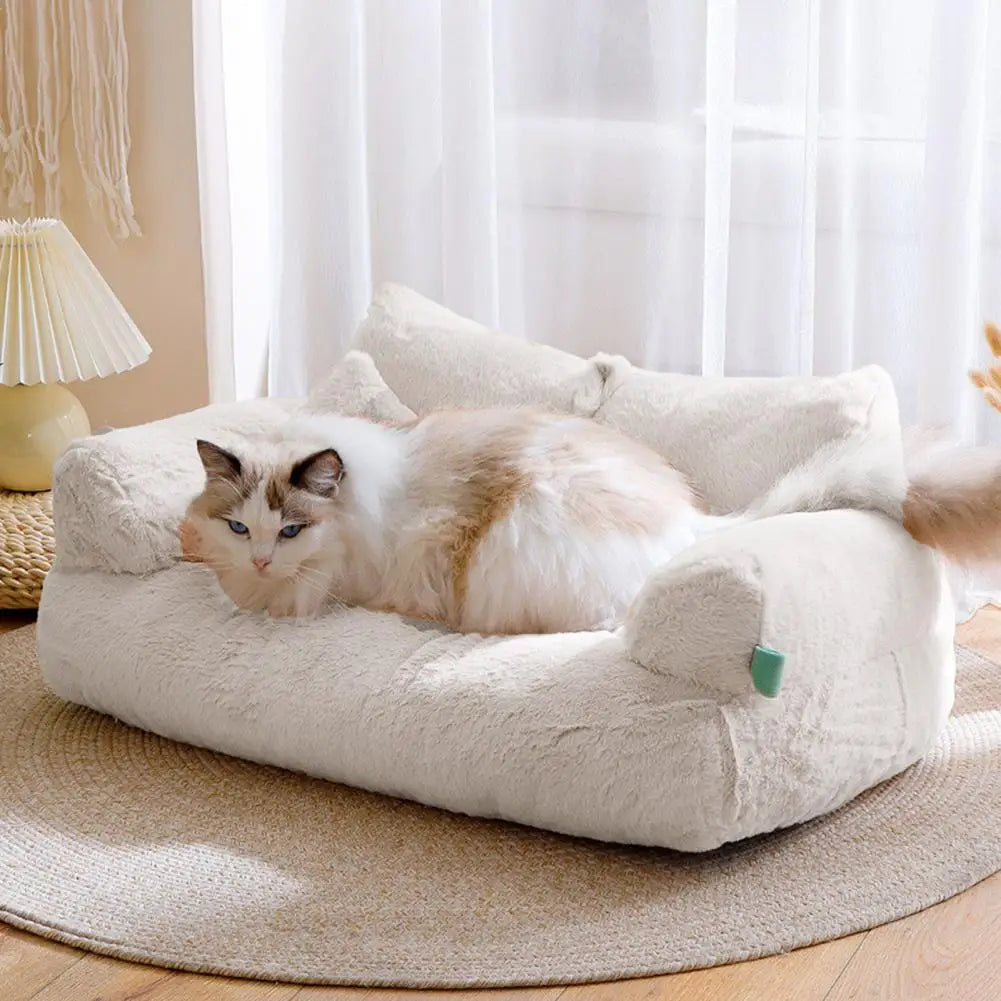 Pet Sleeping Cushion Soft Comfortable Pet Bed with Removable Washable Cover Non-slip Cat Sleeping Cushion Fluffy Plush for Dogs
