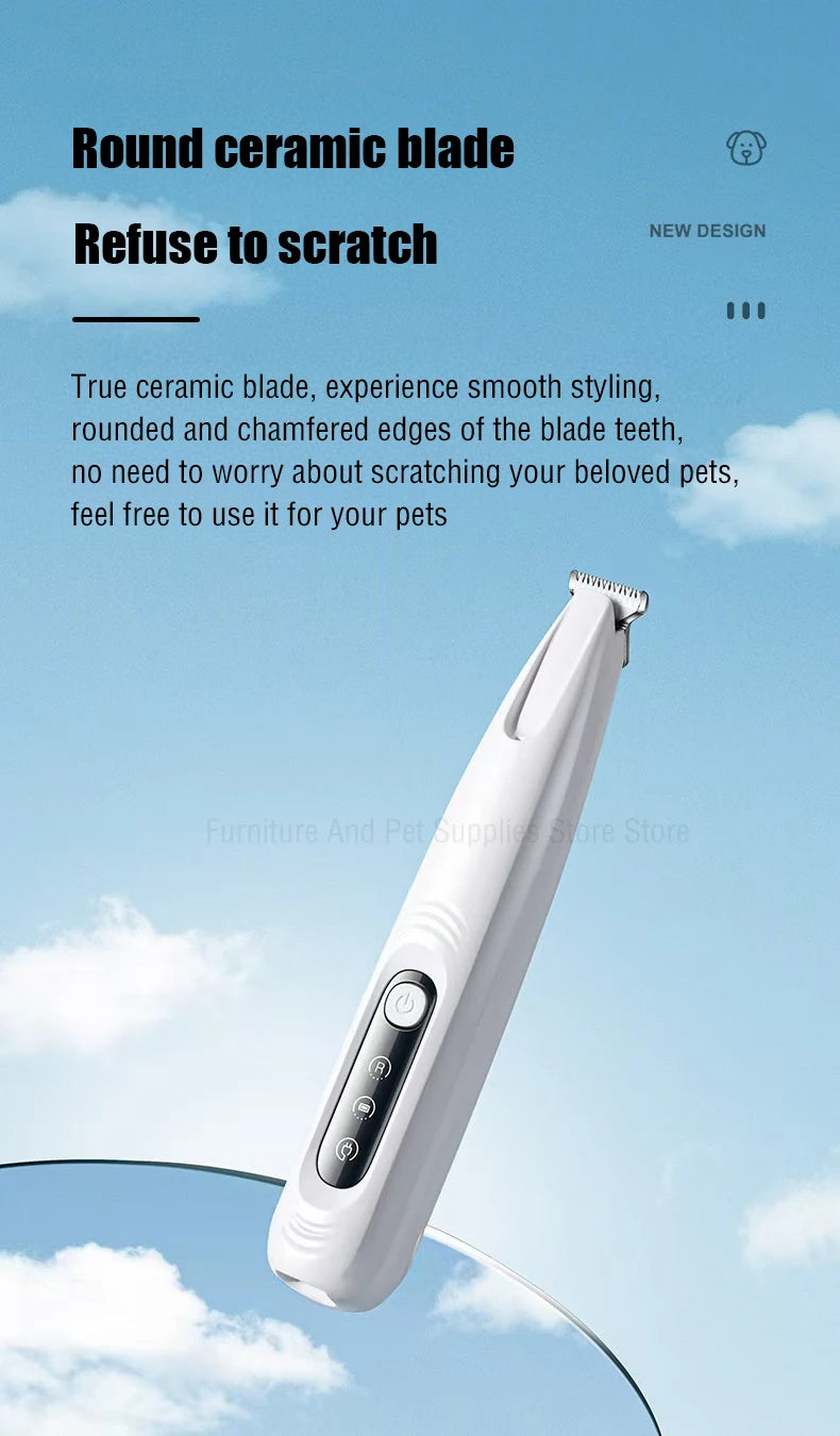 New Dog Paw Trimmer with LED Light Fully Waterproof Pet Hair Trimmer with LED Display Dog Clippers for Grooming 18mm Widen Blade