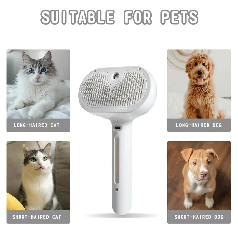 Pet Spray Grooming Comb 2 in 1 Cleaning Pets Hair Remover Brush for Pets Grooming Tools Dematting Comb Built-in Mist Humidifier