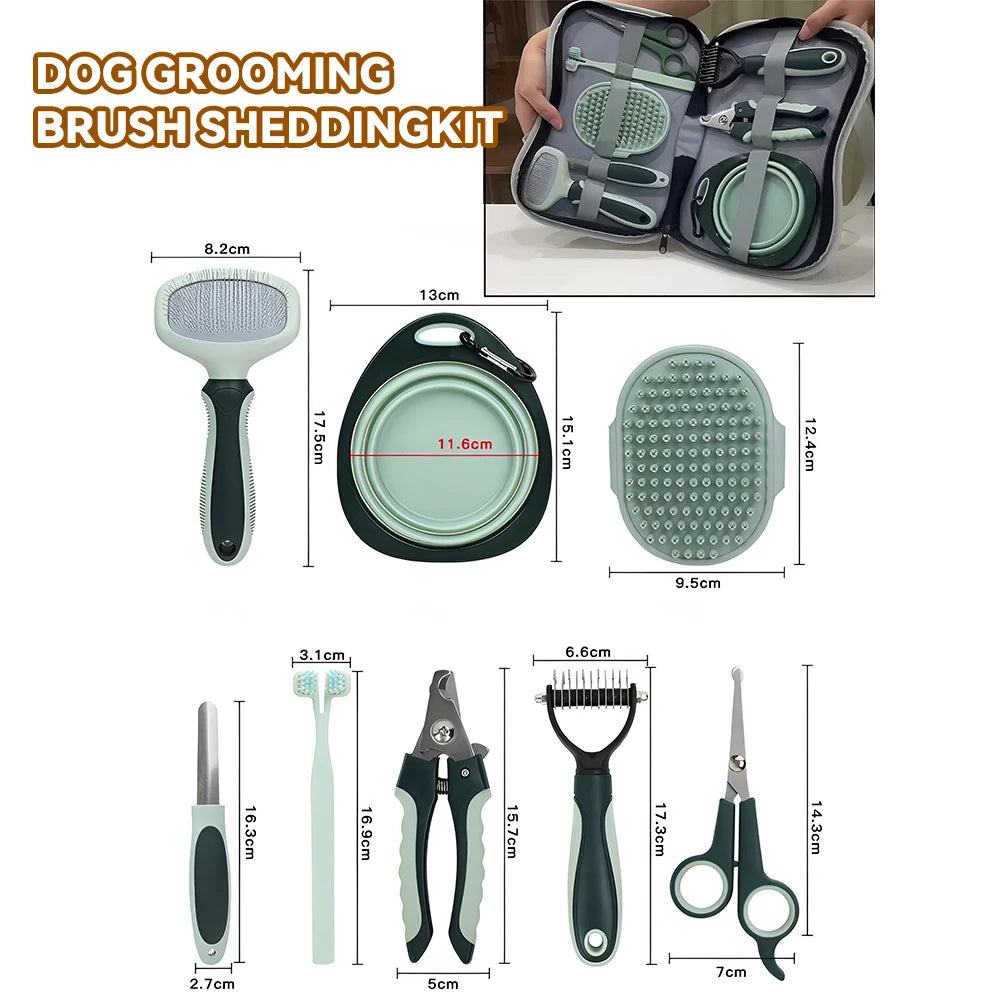 8 in 1 Complete Professional Dog Grooming Set Dog Paw Care Nail Clippers and Trimmers, Stainless Steel Depilatory Comb