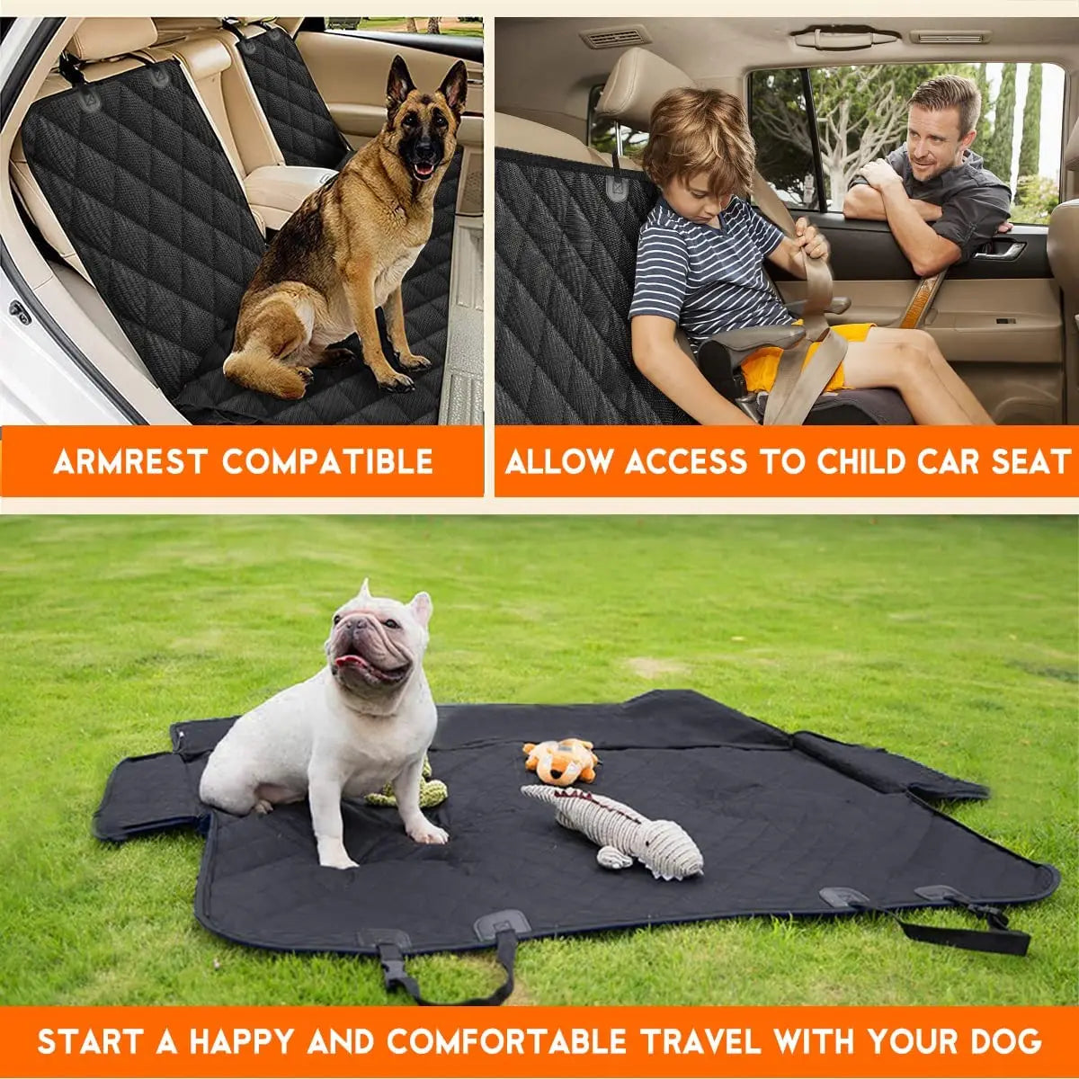 Pet Dog Car Seat Cover Travel Carrier Mattress Foldable Waterproof Non-Slip Seat Protector Mat for Medium Large Safety Carrier