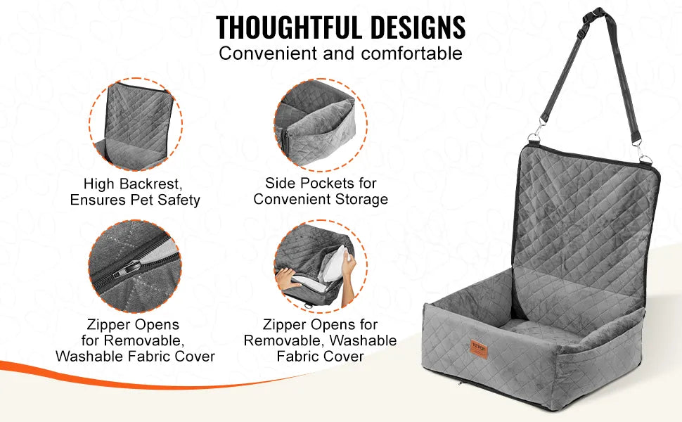 Dog Booster Car Seat Pet Car Seat for Small Medium Dog up to 40 lbs Gray