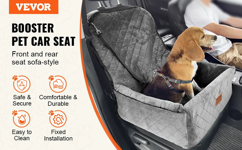 Dog Booster Car Seat Pet Car Seat for Small Medium Dog up to 40 lbs Gray